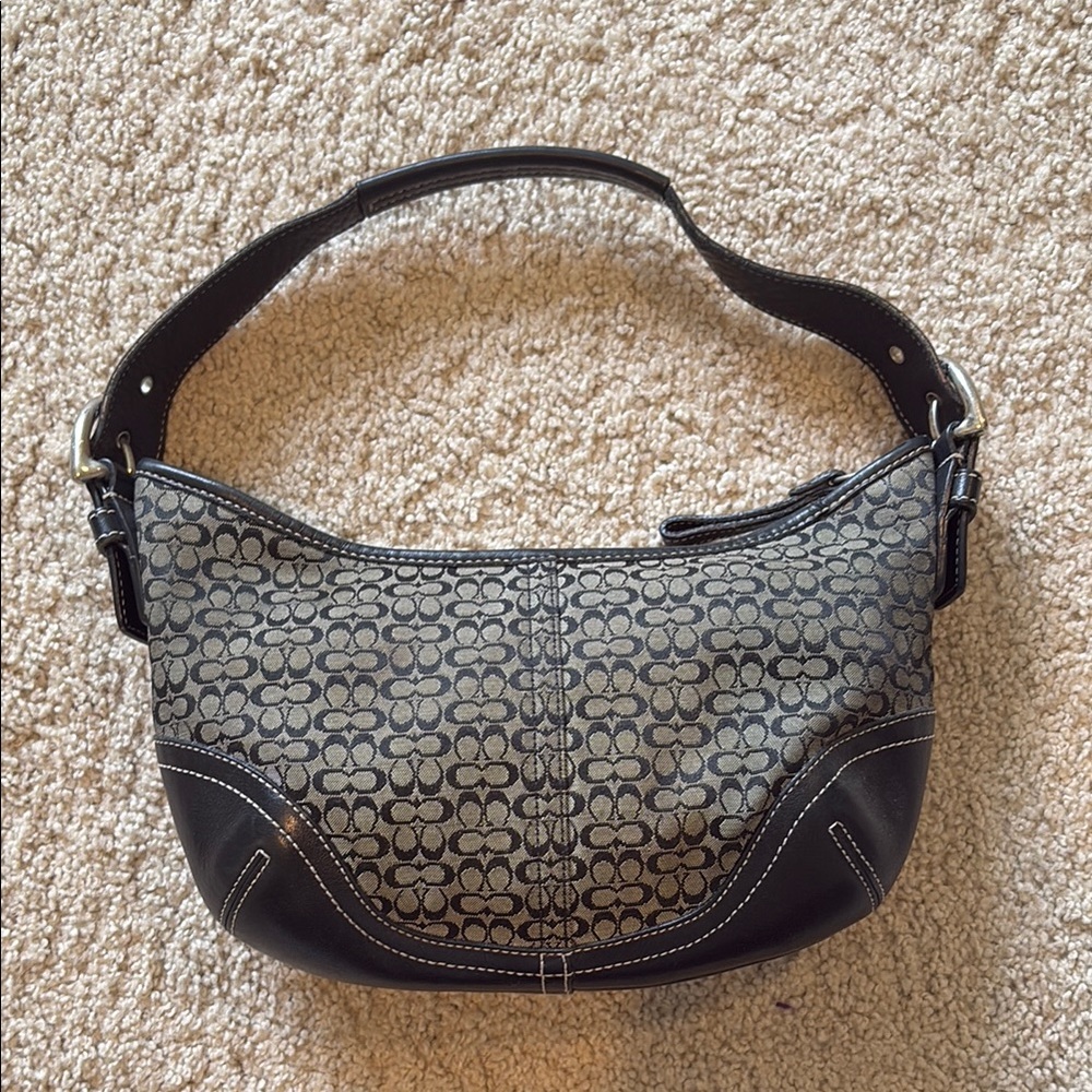 Coach Black and Gray Signature Shoulder Bag